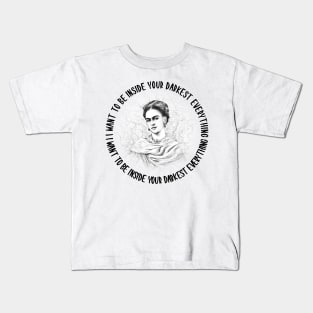 Frida Kahlo Drawing and Her Quotes Kids T-Shirt